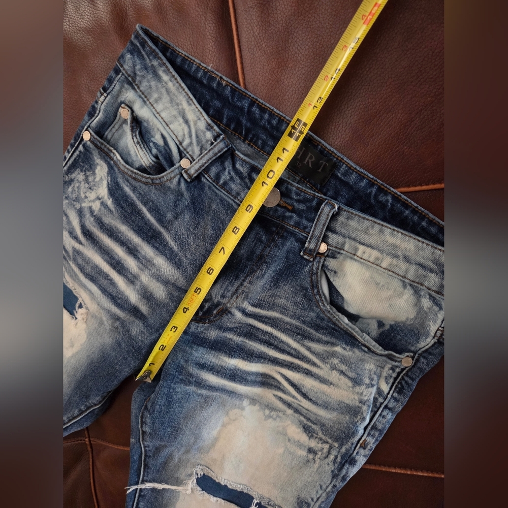 THRT Distressed Blue Slim Ripped Jeans Size 32 - Picture 13 of 14